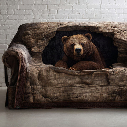 Copridivano trapuntato con orso grizzly