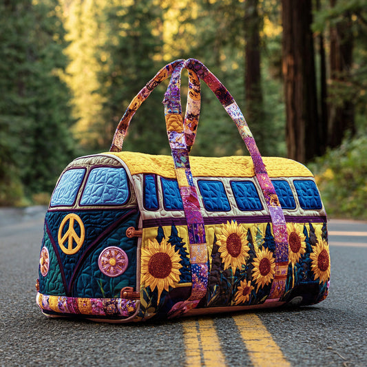 Borsa da viaggio trapuntata con furgoncino hippie colorato