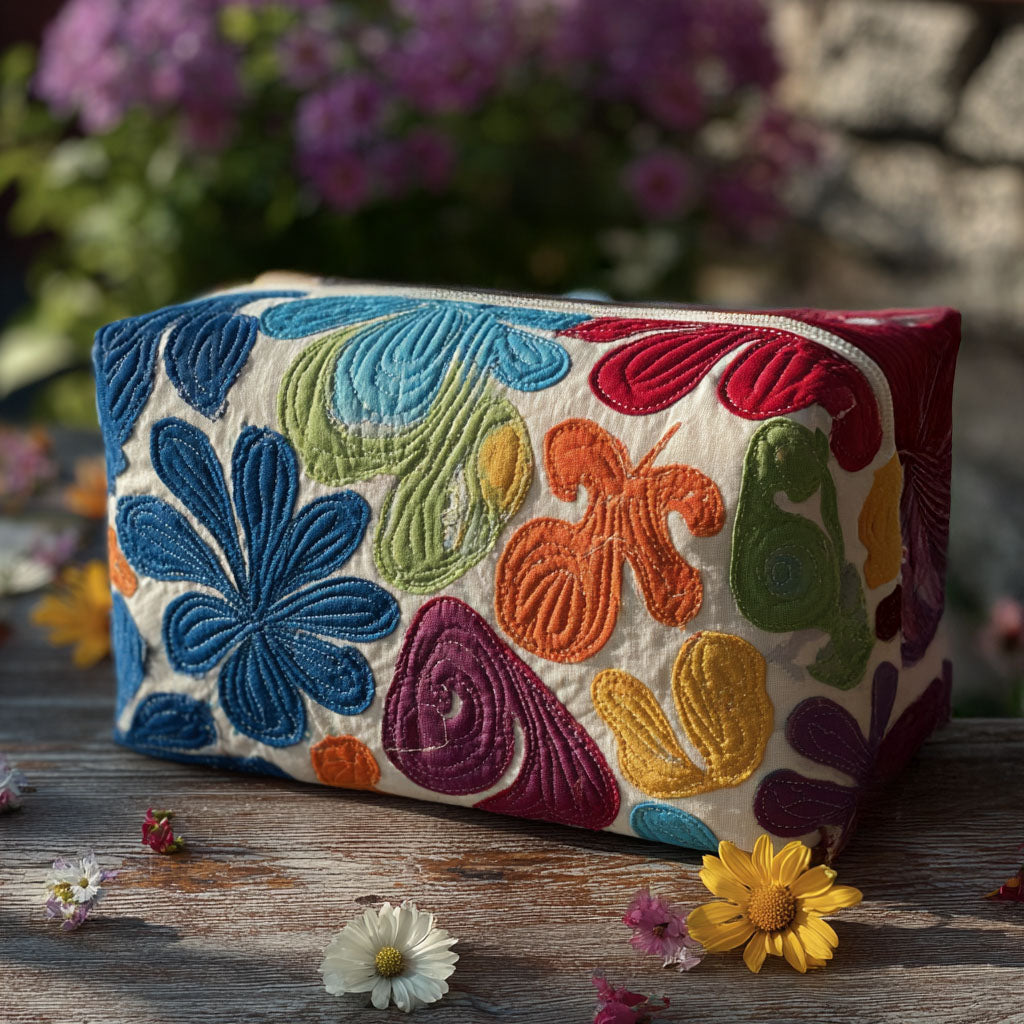 Beauty case trapuntato con motivo armonioso
