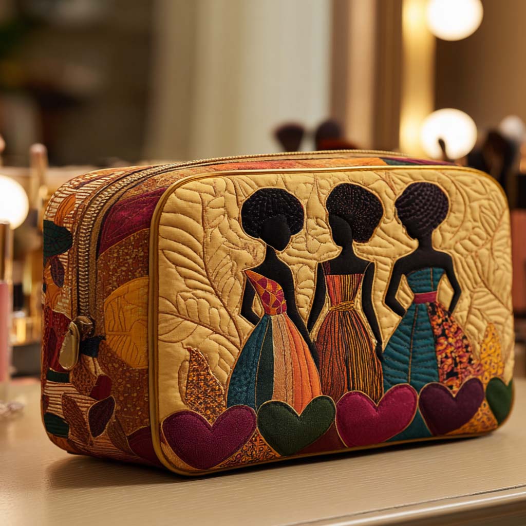 Beauty case trapuntato con cuori dell’amicizia