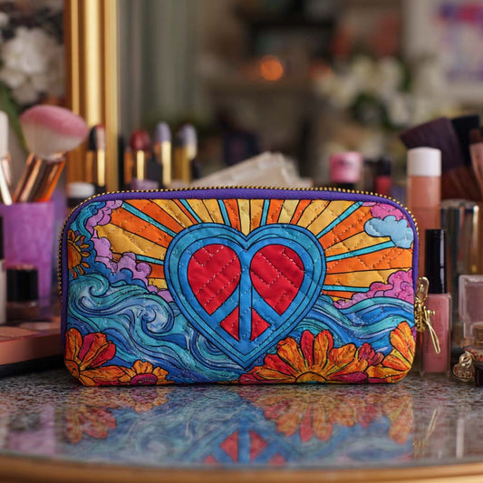 Beauty case trapuntato con simbolo della pace