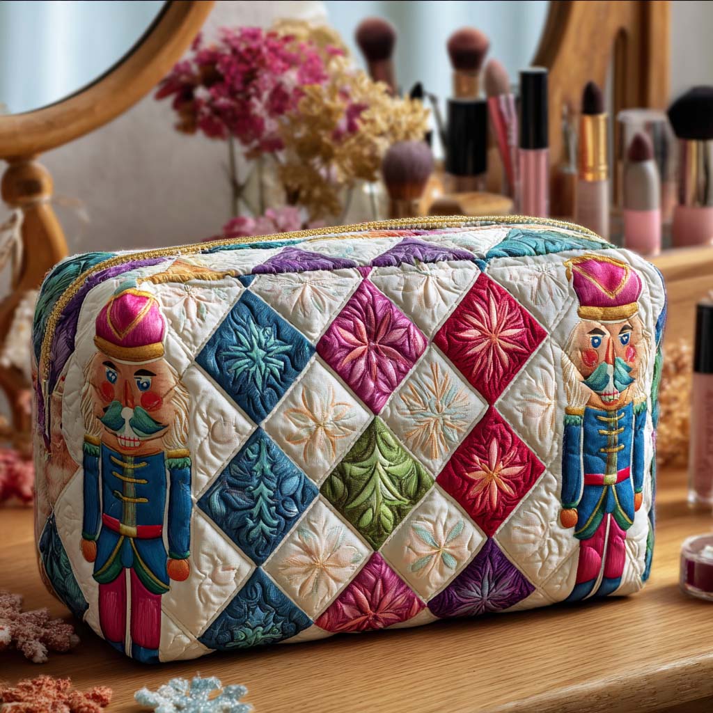 Beauty case trapuntato con soldatino natalizio