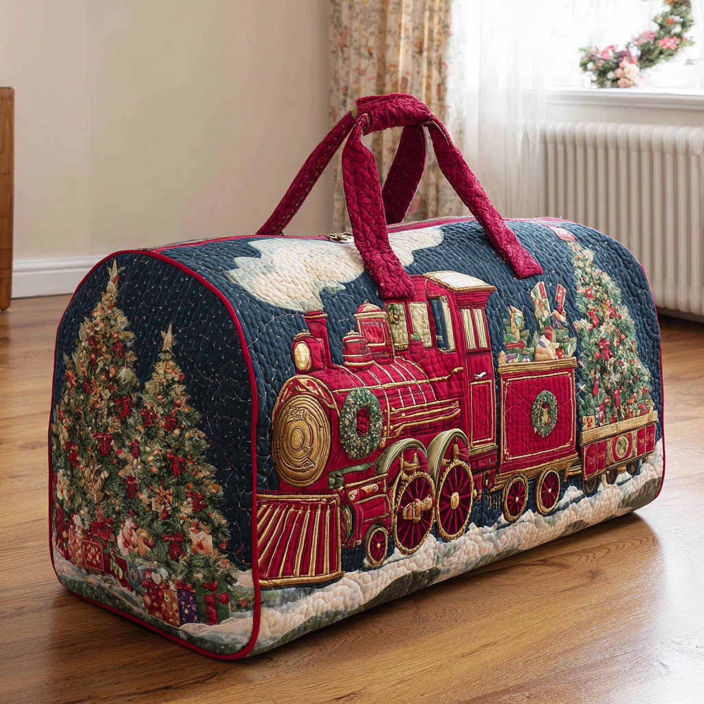 Borsa da viaggio trapuntata con treno delle feste