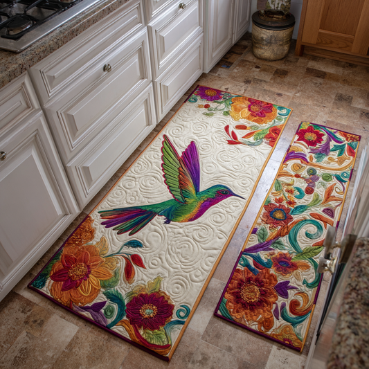 Tappeto da cucina antiscivolo con colibrì delicato
