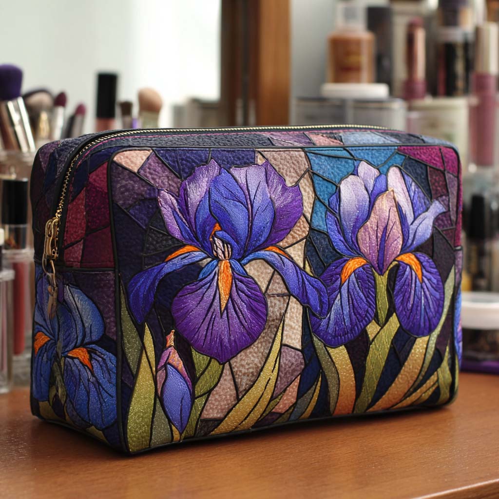 Beauty case trapuntato con motivo floreale