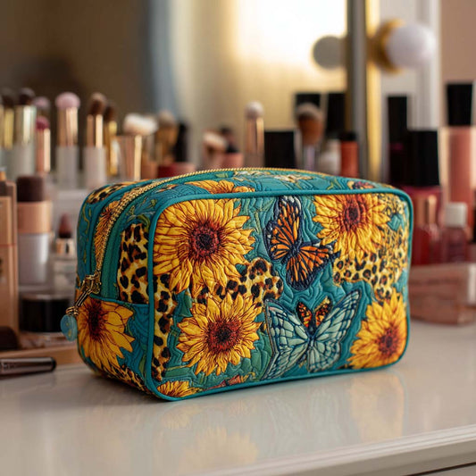 Beauty case trapuntato con petali allegri