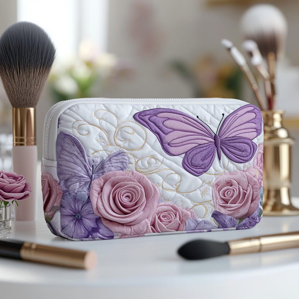 Beauty case trapuntato con lavanda elegante
