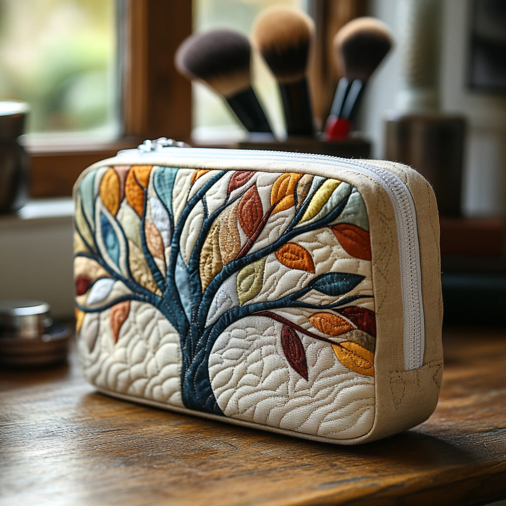 Beauty case trapuntato con albero della vita