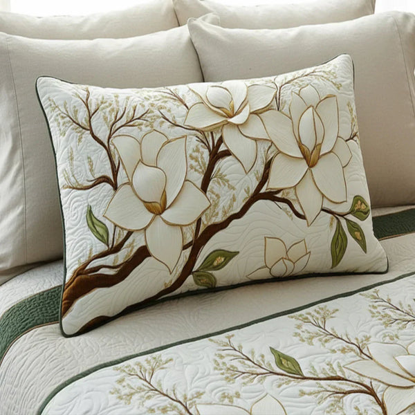 Copricuscino trapuntato - Fiore di Magnolia