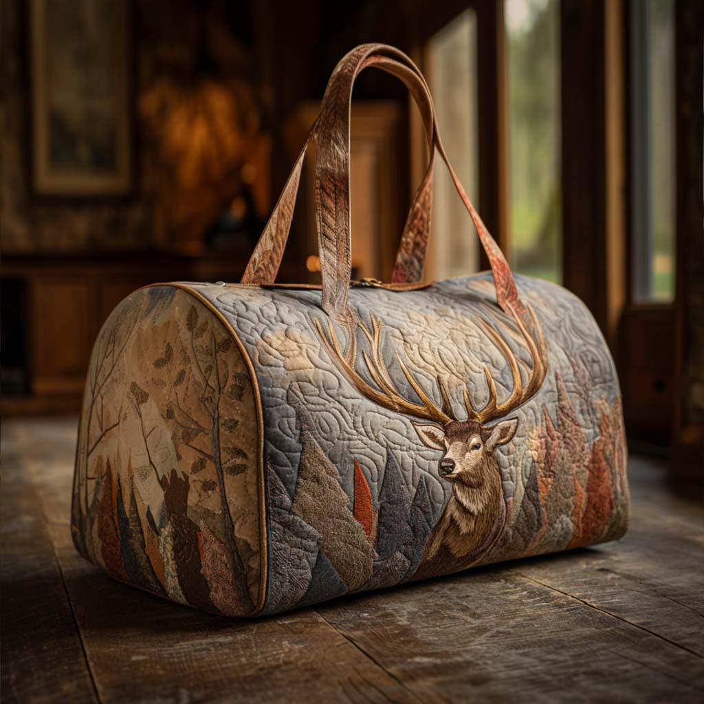 Borsa da viaggio trapuntata con cervo maestoso