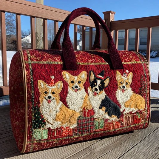 Borsa a tracolla trapuntata con corgi delle feste