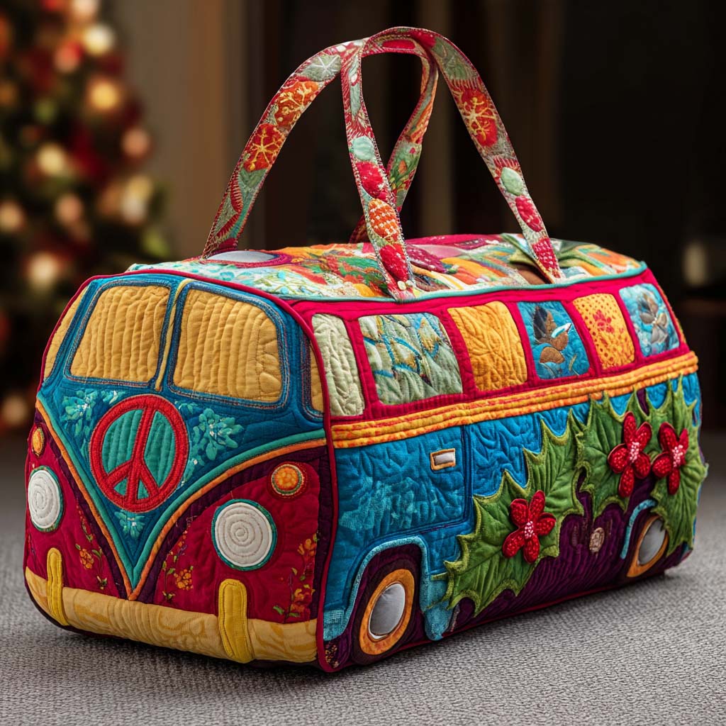 Borsa da viaggio a tracolla con furgoncino hippie allegro