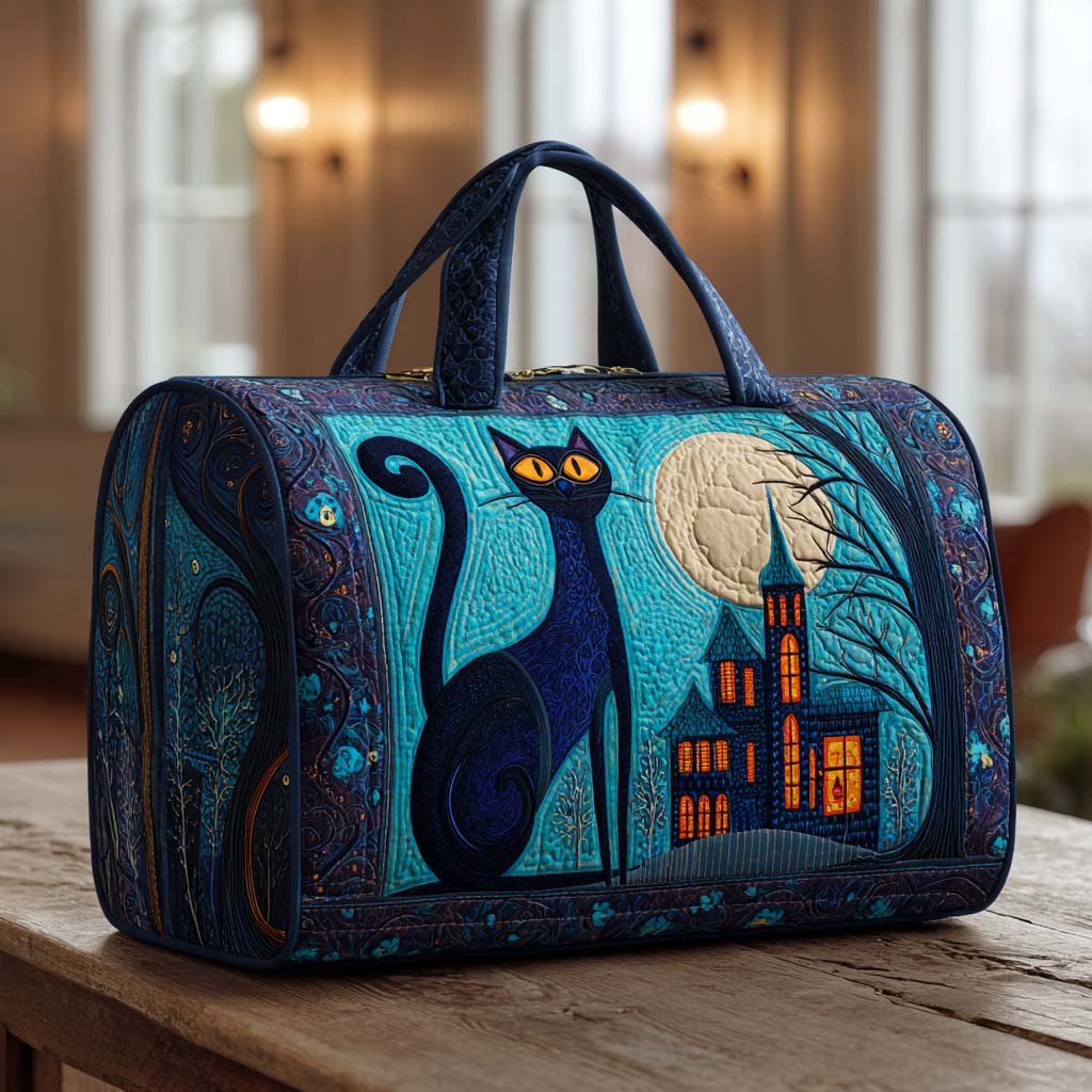Borsa da viaggio trapuntata con gatti notturni