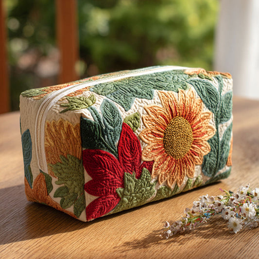 Beauty case trapuntato con fiore del mattino