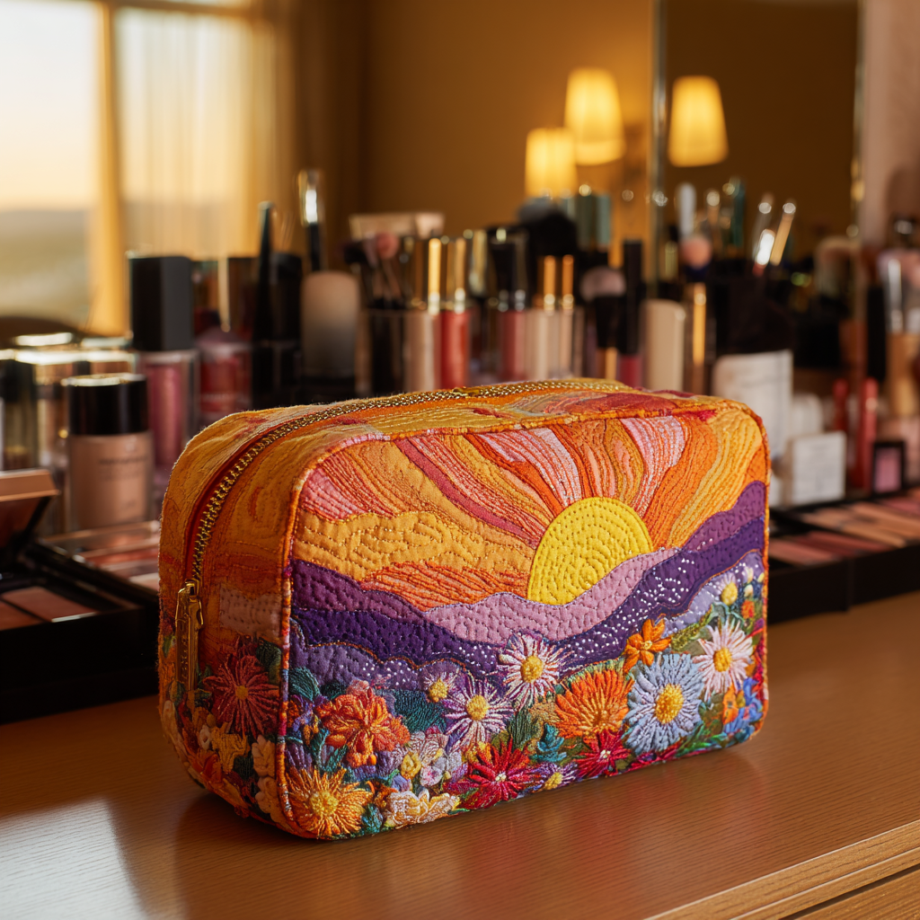 Beauty case trapuntato con luce del mattino