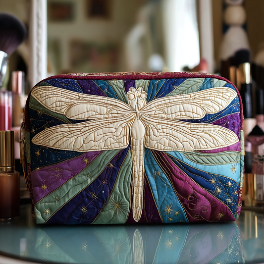 Beauty case trapuntato con libellula misteriosa