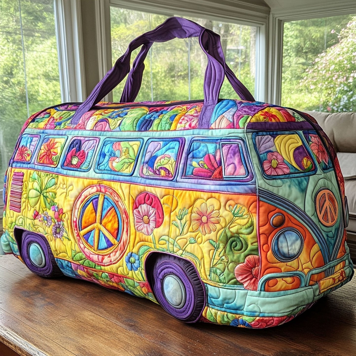 Borsa da viaggio trapuntata con fantasia boho elegante