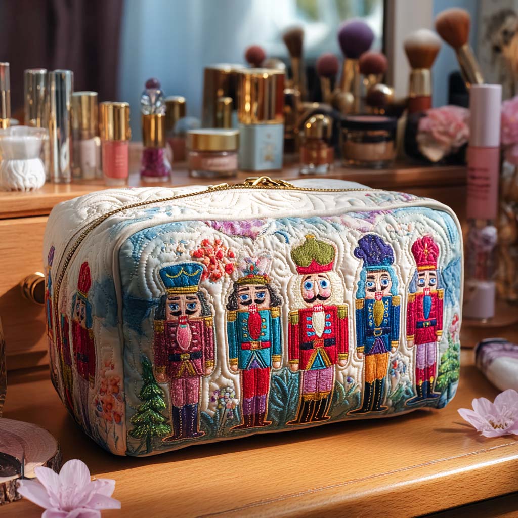 Beauty case trapuntato con schiaccianoci natalizio