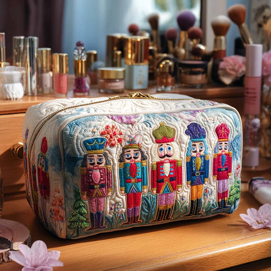 Beauty case trapuntato con schiaccianoci natalizio