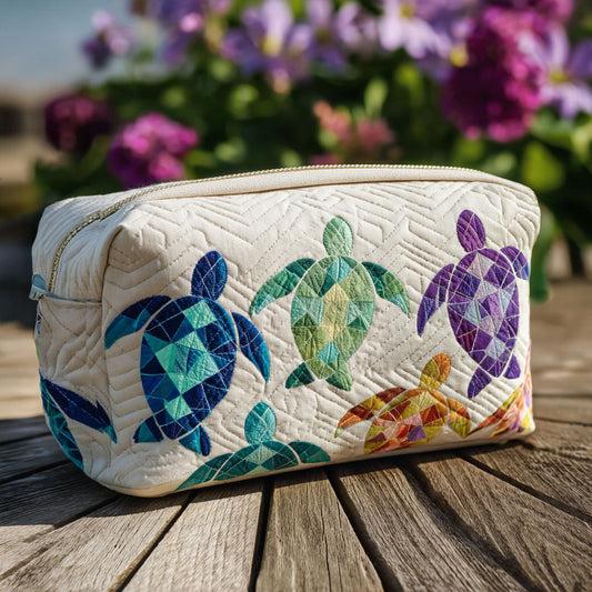 Beauty case trapuntato con onde marine