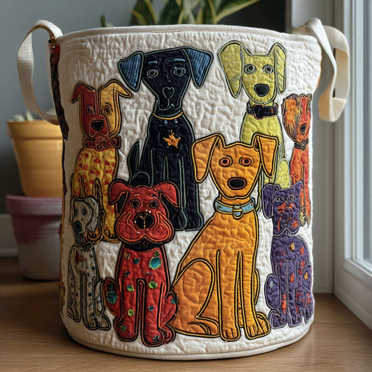 Cesto portabiancheria trapuntato con impronte decorative