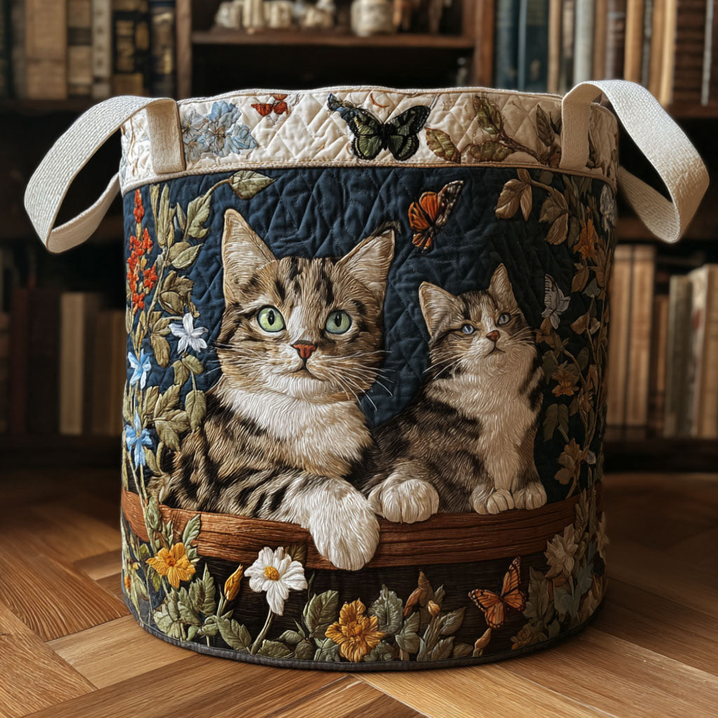Cesto portabiancheria trapuntato con impronte decorative