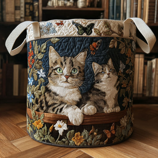 Cesto portabiancheria trapuntato con impronte decorative