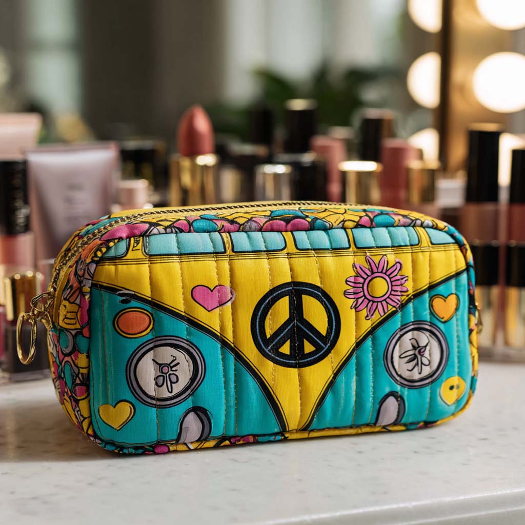 Beauty case trapuntato con pulmino della pace luminoso