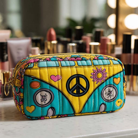 Beauty case trapuntato con pulmino della pace luminoso