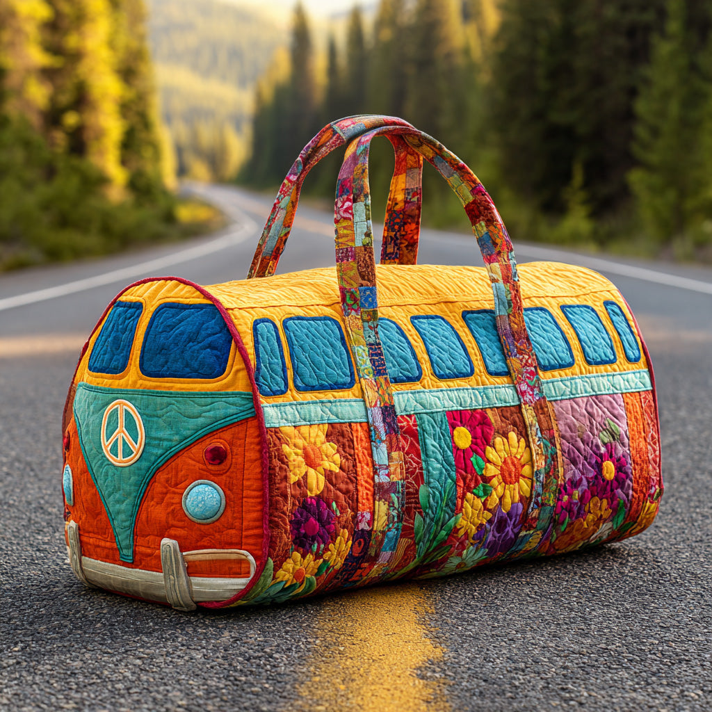 Borsa da viaggio trapuntata con furgoncino della pace
