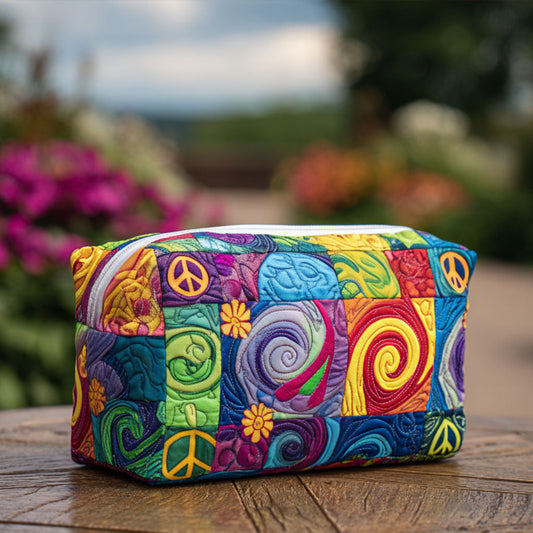Beauty case trapuntato con simbolo della pace