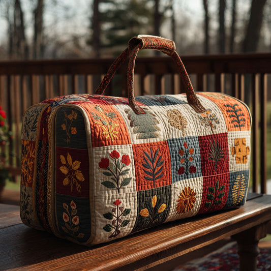 Borsa da viaggio trapuntata con motivo floreale delicato