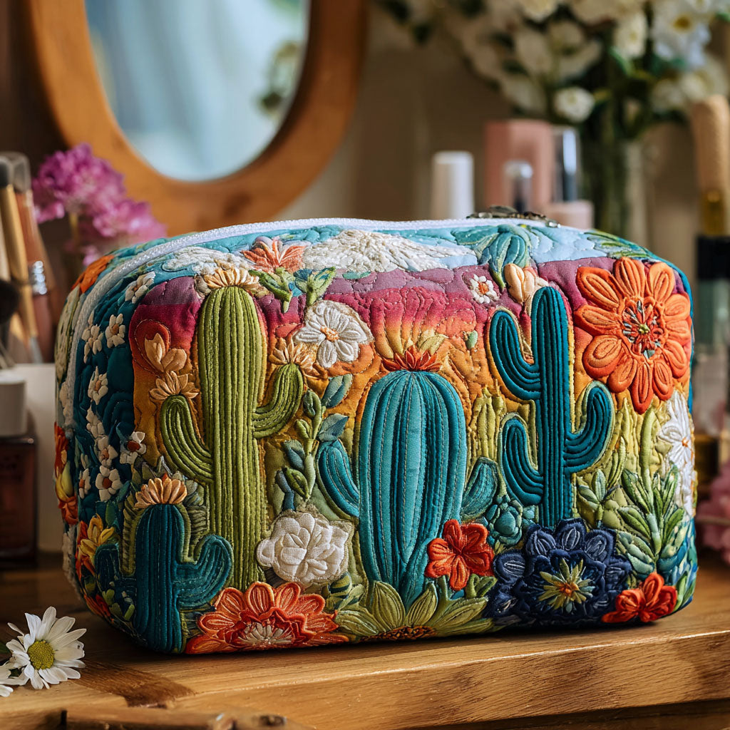 Beauty case trapuntato con cactus allegro