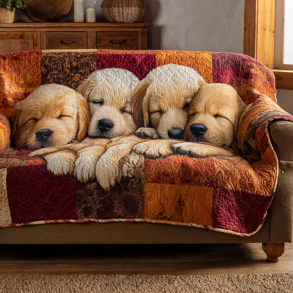 Copridivano trapuntato con Golden Retriever