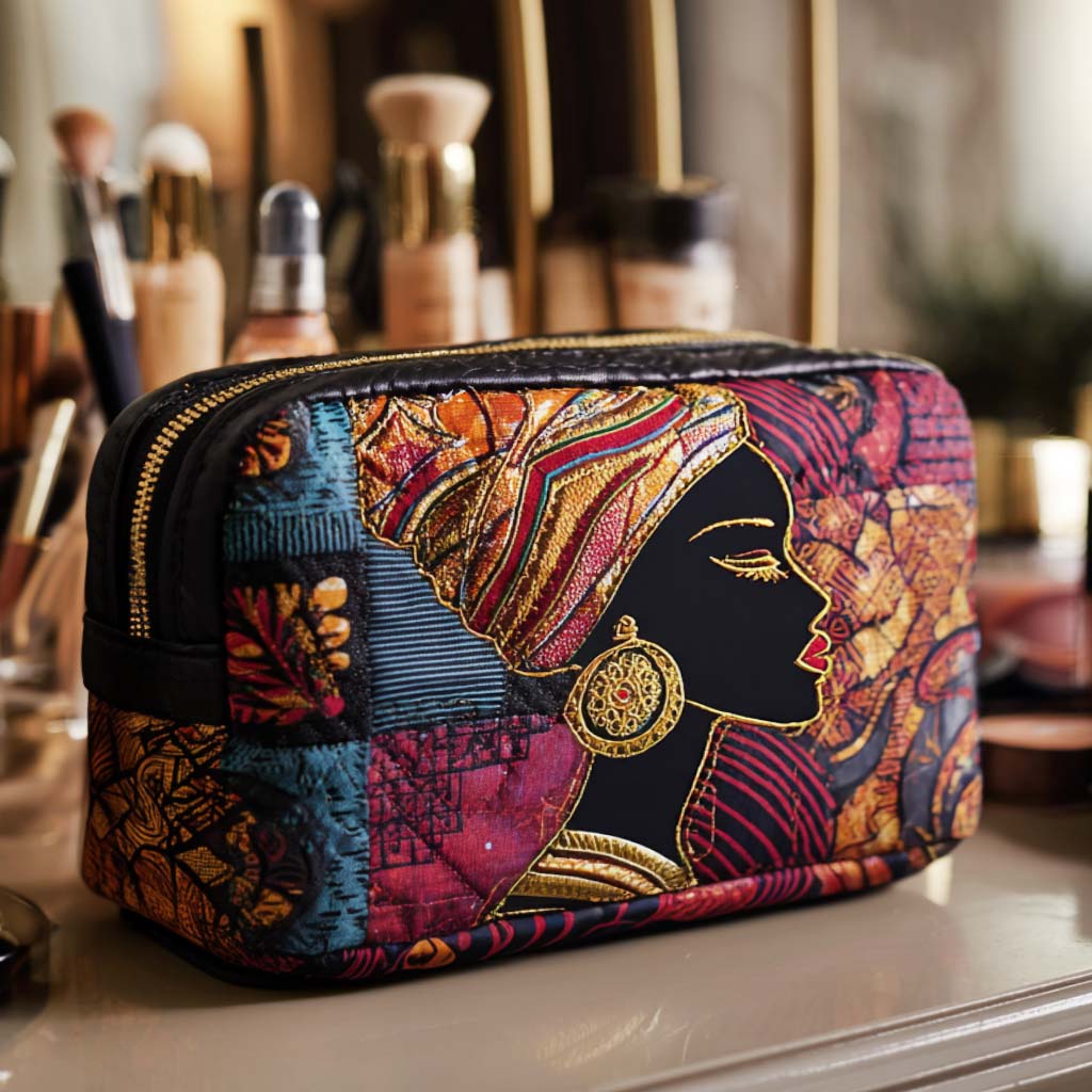 Beauty case trapuntato con motivo radioso
