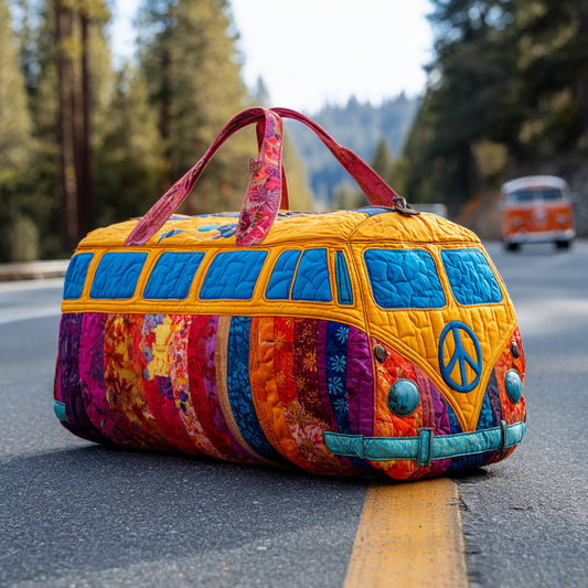 Borsa da viaggio trapuntata con furgoncino arcobaleno
