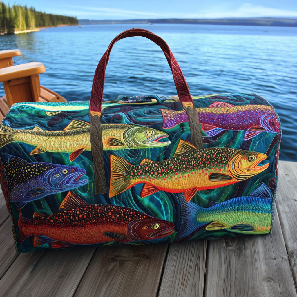Borsa da viaggio trapuntata con trota arcobaleno