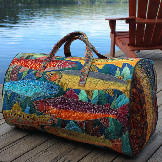 Borsa da viaggio trapuntata con fiume e natura