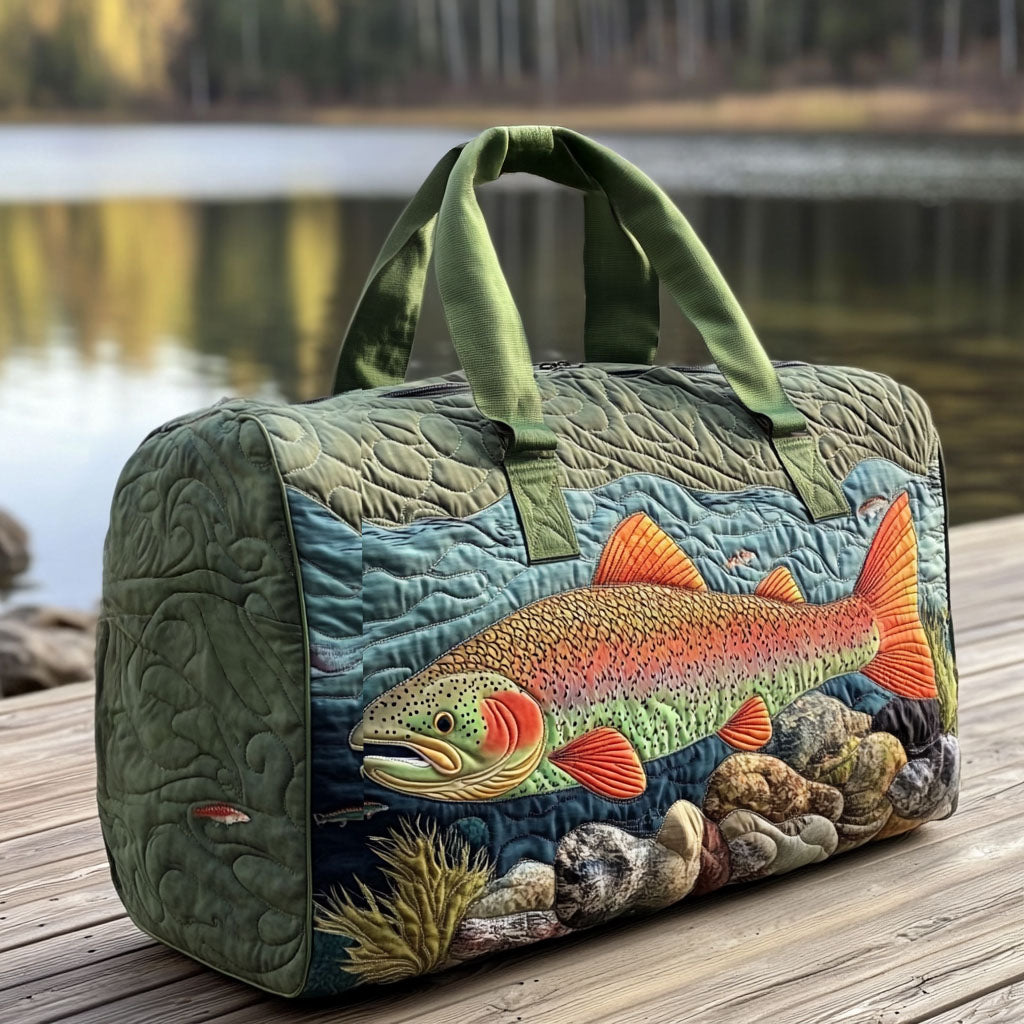 Borsa da viaggio trapuntata con motivo pesca