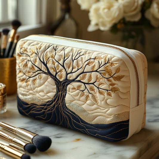 Beauty case trapuntato con albero della vita