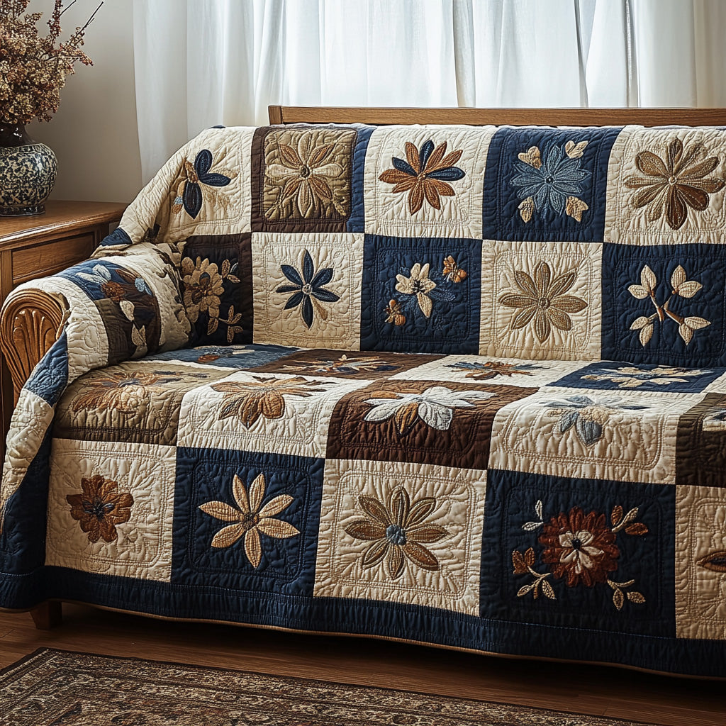 Copridivano trapuntato con petali rustici