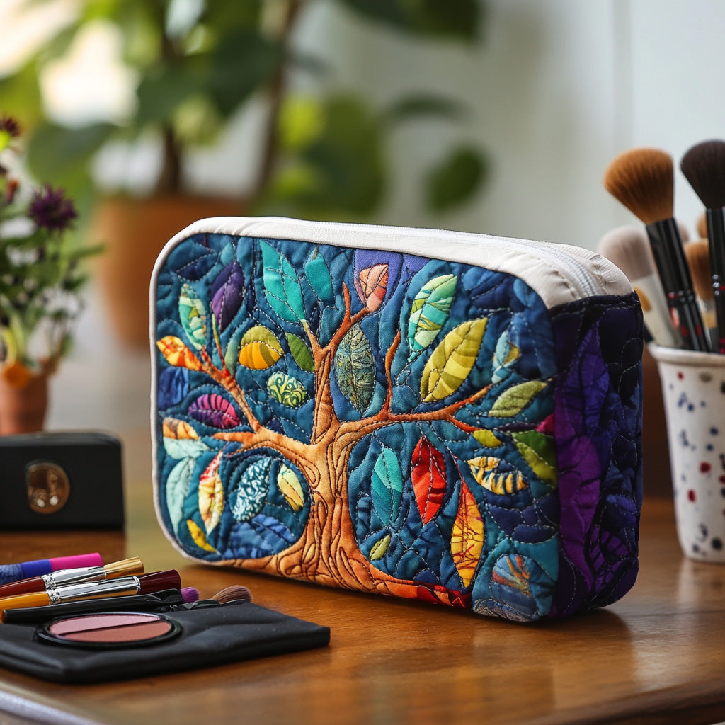 Beauty case trapuntato con albero simbolico