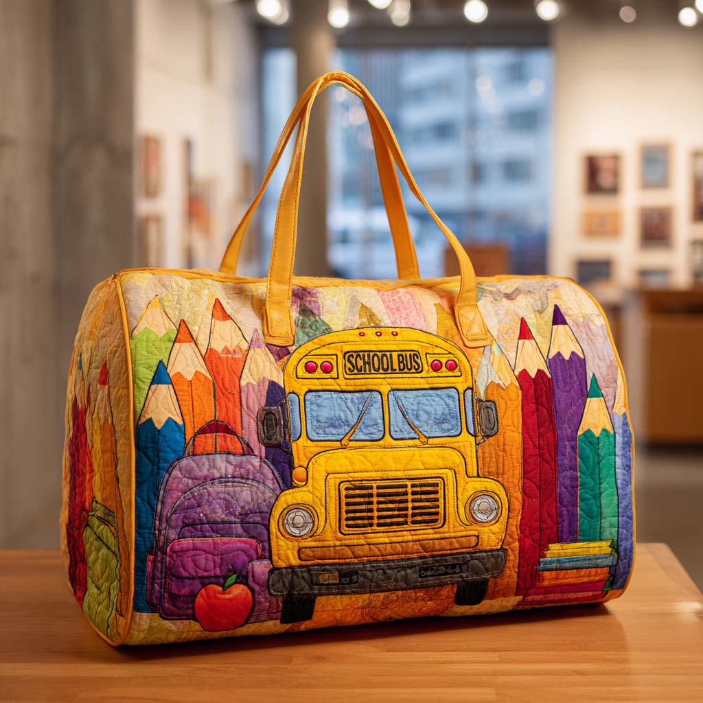 Borsa a tracolla trapuntata con motivo scuola