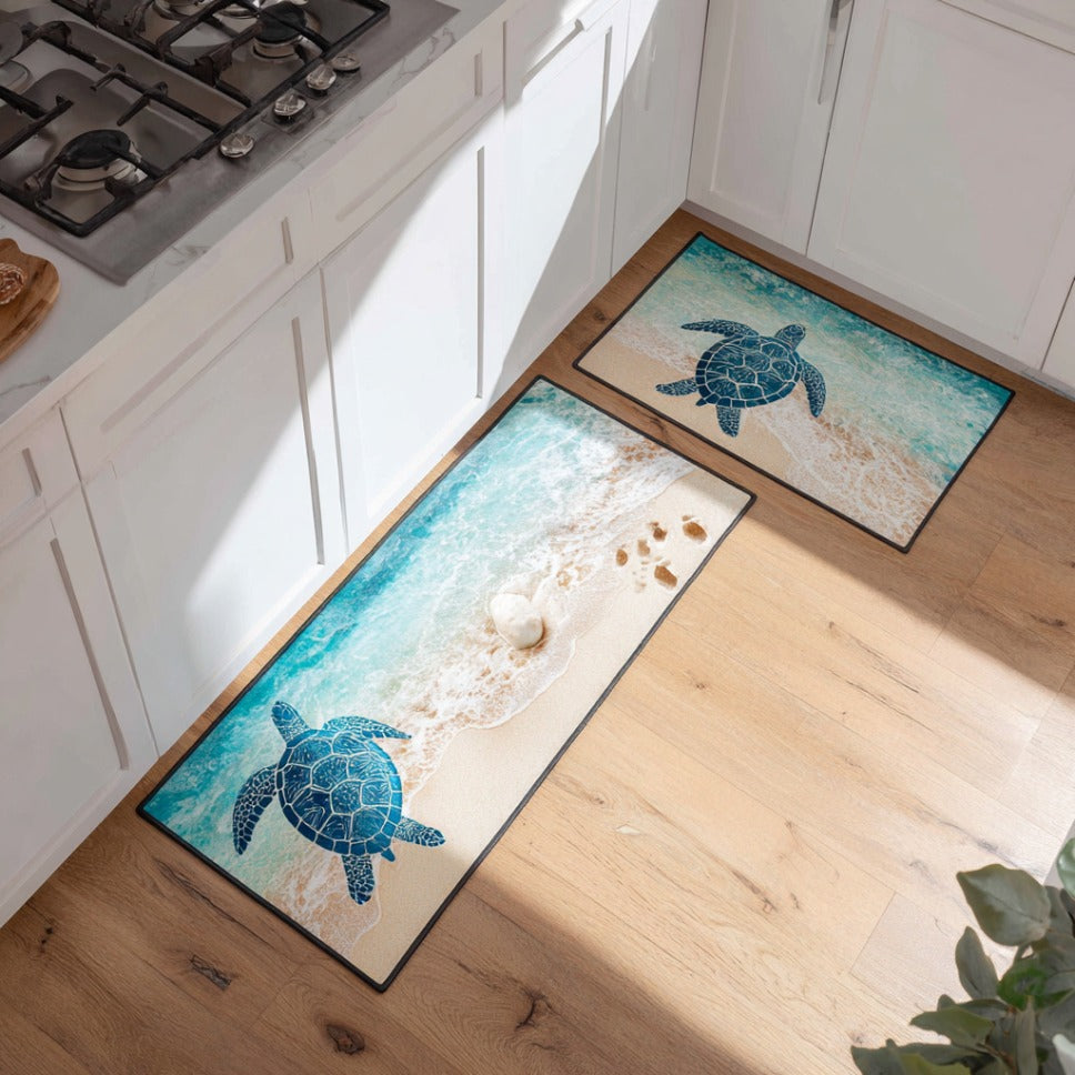 Tappeto da cucina antiscivolo con armonia di mare