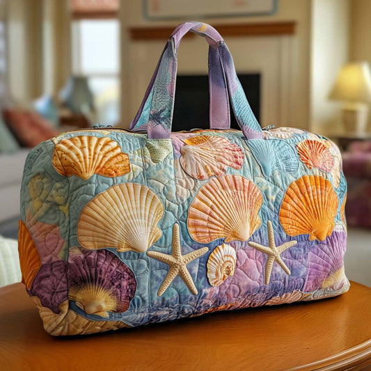 Borsa da viaggio trapuntata con conchiglie marine
