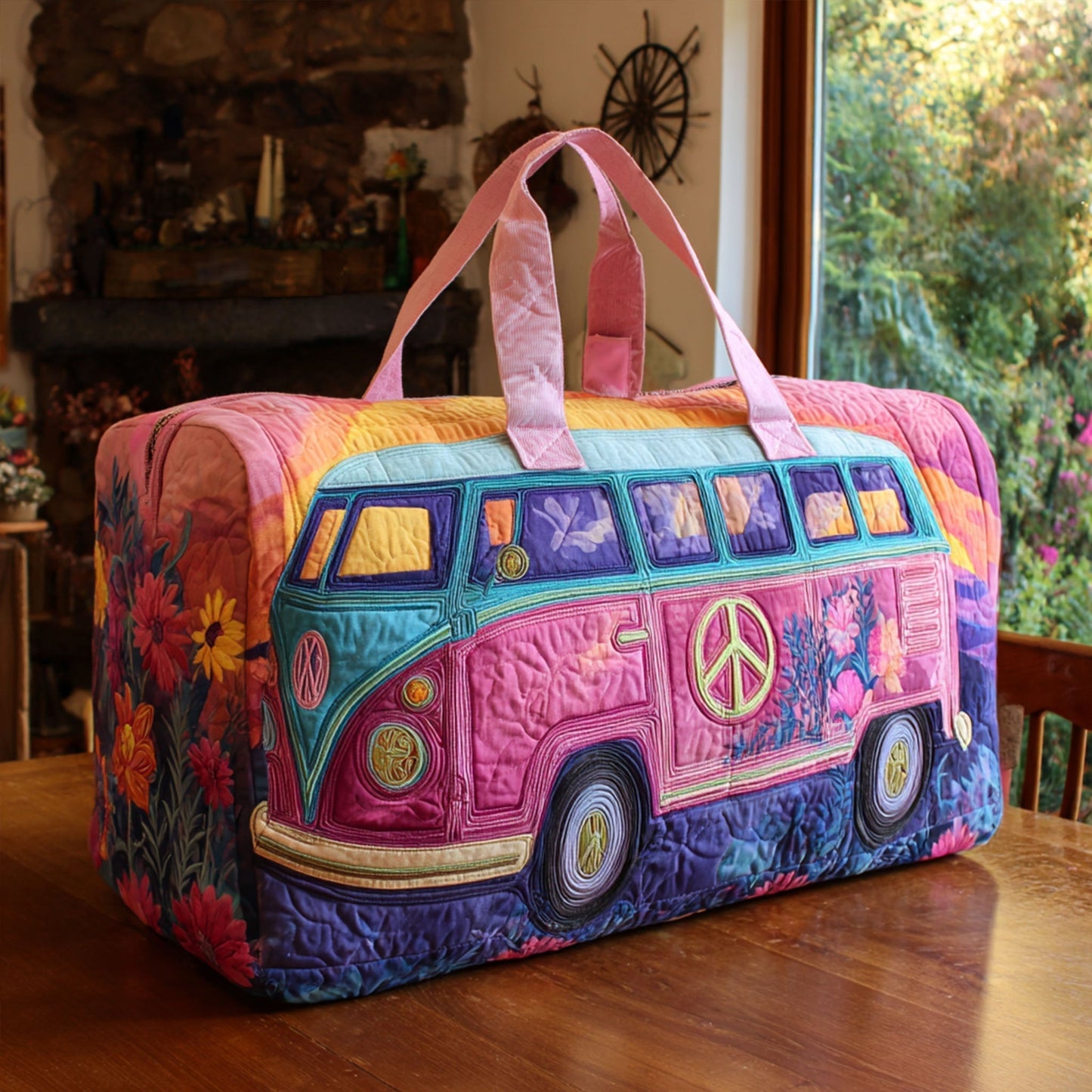 Borsa da viaggio trapuntata con cavallo western