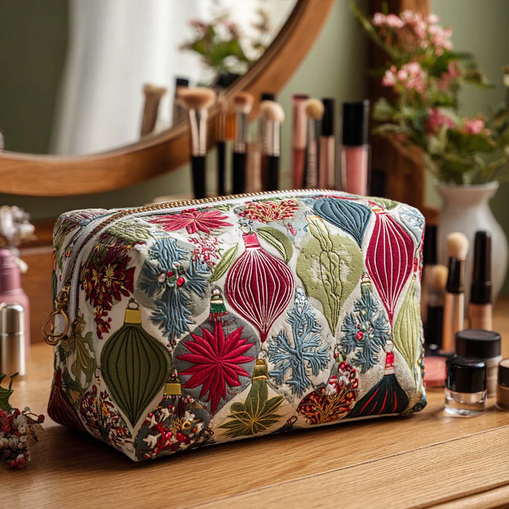 Beauty case trapuntato con ornamento luminoso