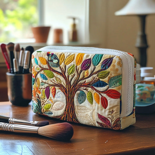 Beauty case trapuntato con albero della vita