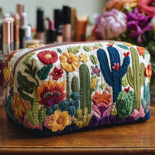 Beauty case trapuntato con piante succulente