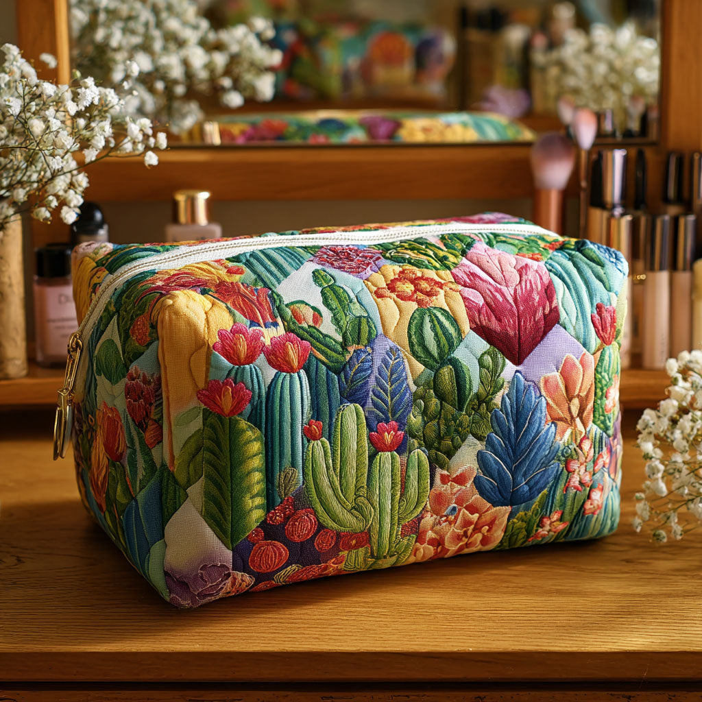 Beauty case trapuntato con piante succulente